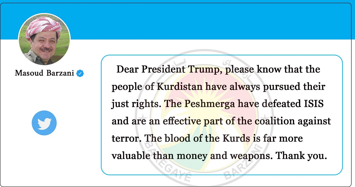 Serok Barzanî: Xwîna Kurd ji çek û pare, gelek bihadartire