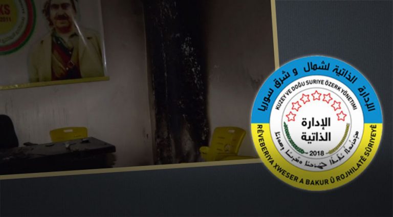 Rêveberîya Xweser çavê xwe li şewtandina baregeha ENKS ê girtine