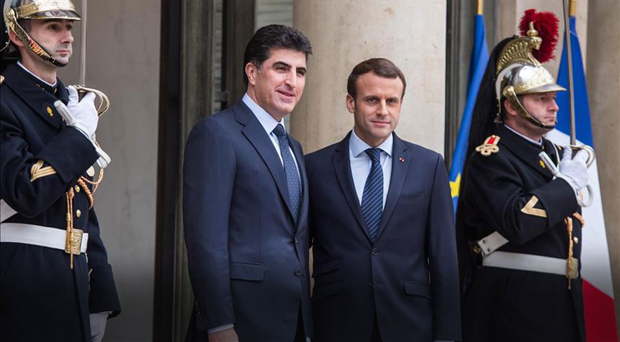 Nêçîrvan Barzanî û Emmanuel Macron komdibin