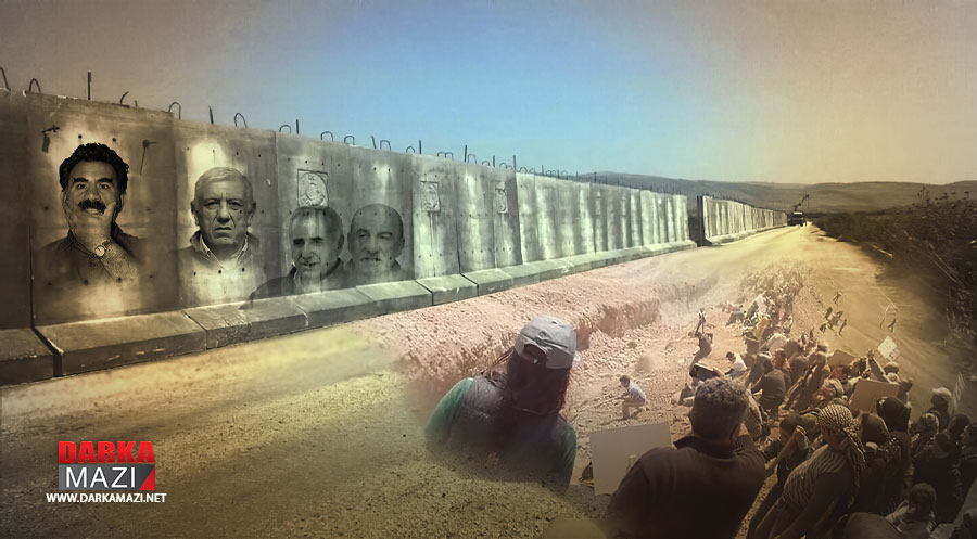 Xendekên di nêvbera Başûr û Rojava û dîwarê betonî yê di nêvbera Bakur û Rojhilat de