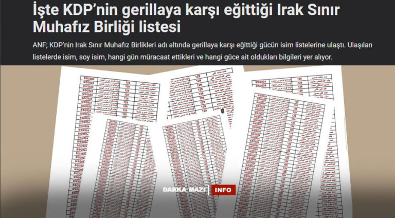 Wateya wê çi ye ku PKK’e navên Kurdên di nav Hêzên pasewanên Sînor ê Iraqê de belav kiriye?