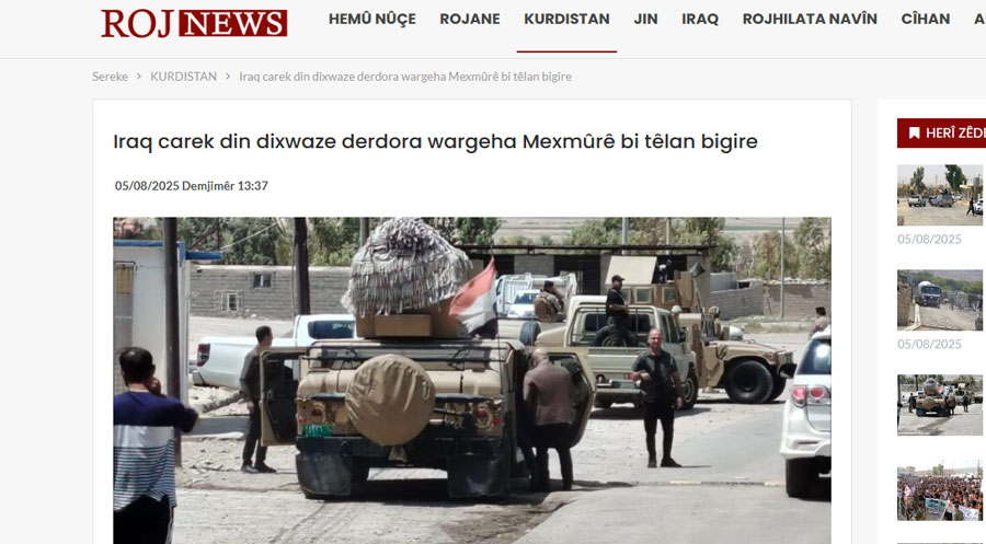 ئیراقێ دۆرپێچ خستیە سەر مەخموورێ لێ پەکەکە پەدەکێ تاوانبار دکە..