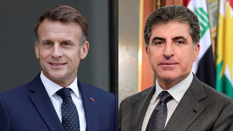 Nêçîrvan Barzanî û Macron tekezî li ser parastina aramiya herêmê dikin.